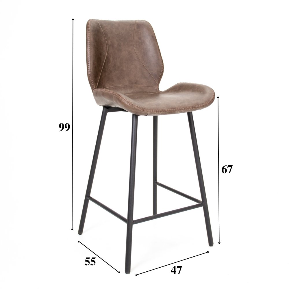 Bar stool Beau artificial leather Dimehouse Taupe LxWxH 84x54x52 Faux leather White photo size indication
