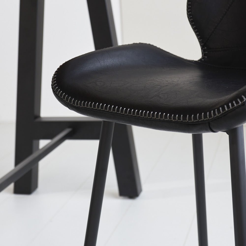 Bar stool Beau artificial leather Dimehouse Black LxWxH 84x54x52 Faux leather Atmospheric photo detail