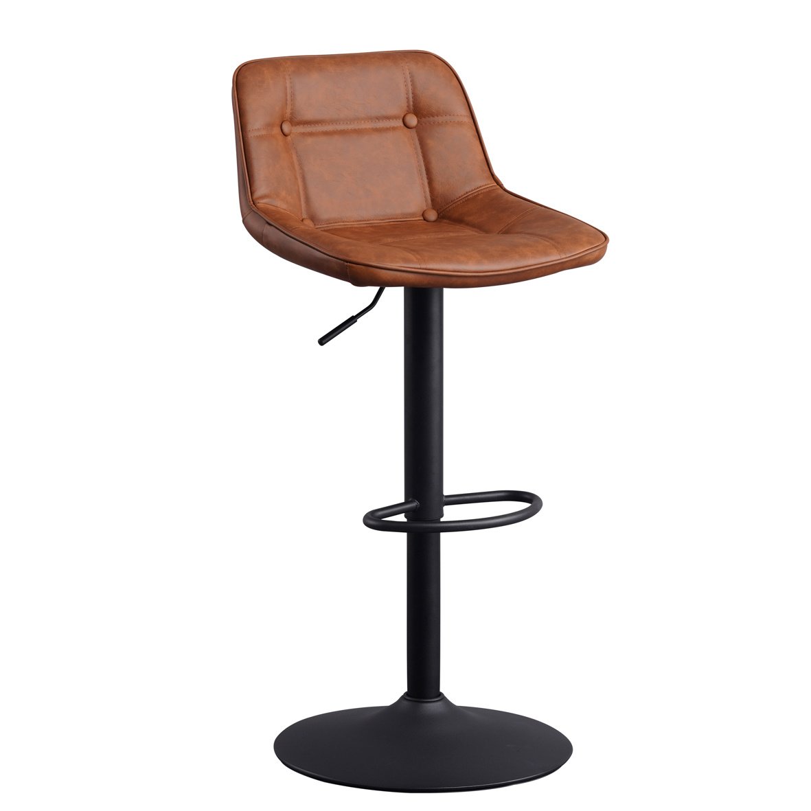 Barstool Jason Dimehouse Cognac LxWxH 82x52x39 Faux leather White photo diagonal front view