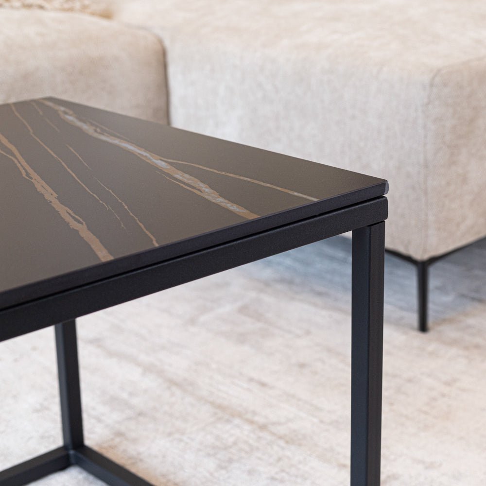 Side table Fien Dimehouse Black LxWxH 63x63x10 Sintered stone Atmospheric photo detail