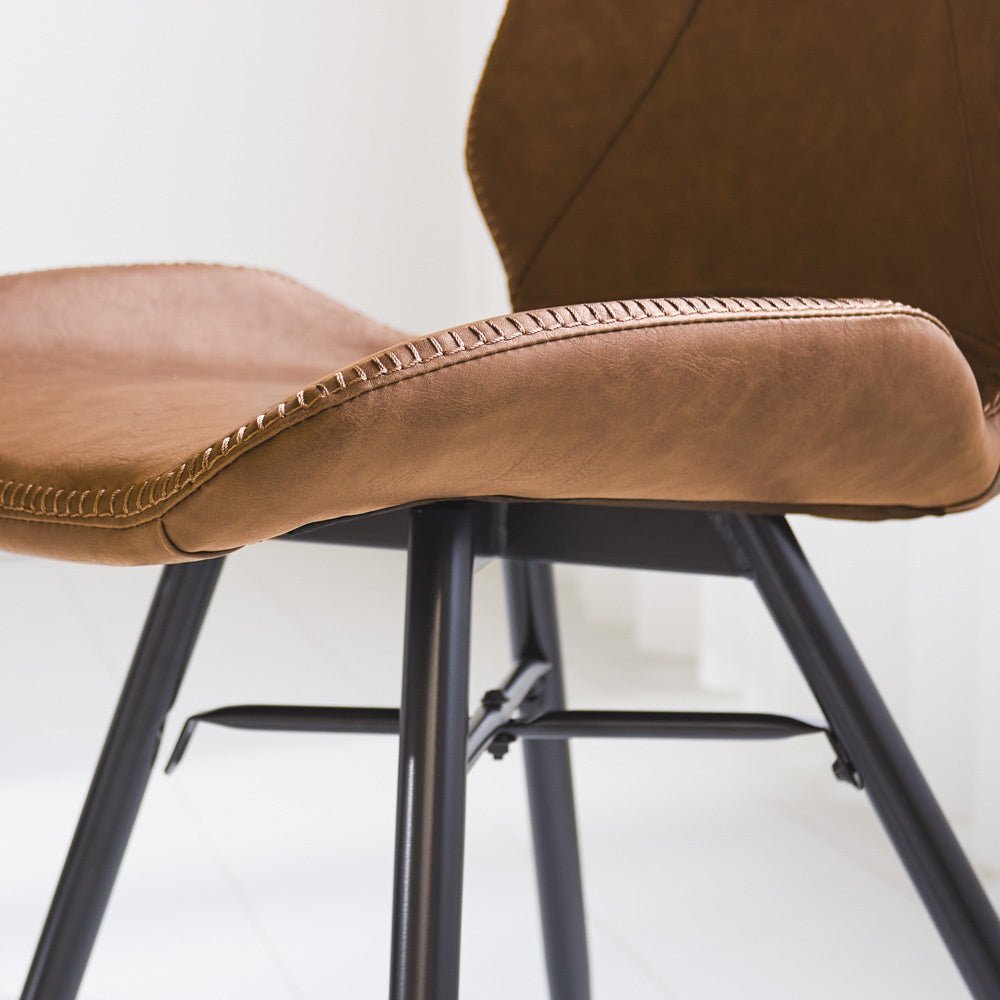 Dining room chair Beau artificial leather Dimehouse Cognac LxWxH 72x68x50 Faux leather Atmospheric photo detail