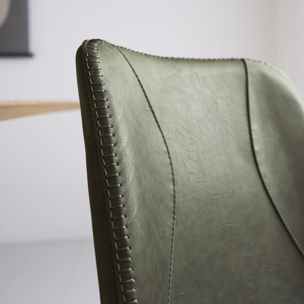 Dining room chair Beau artificial leather Dimehouse Green LxWxH 72x68x50 Faux leather Atmospheric photo detail