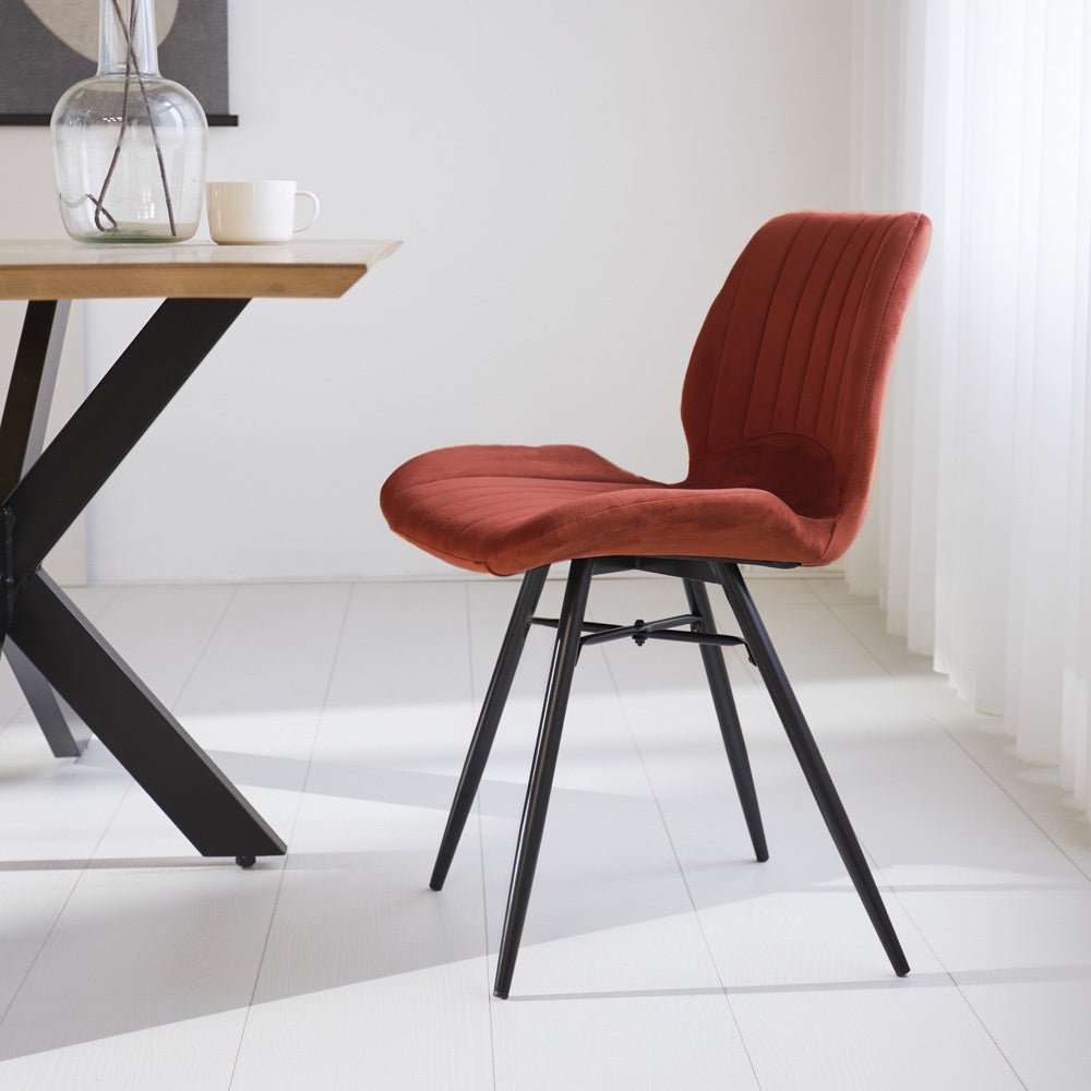 Dining room chair Beau velvet Dimehouse Copper LxWxH 71x67x49 Fabric Atmospheric photo side view