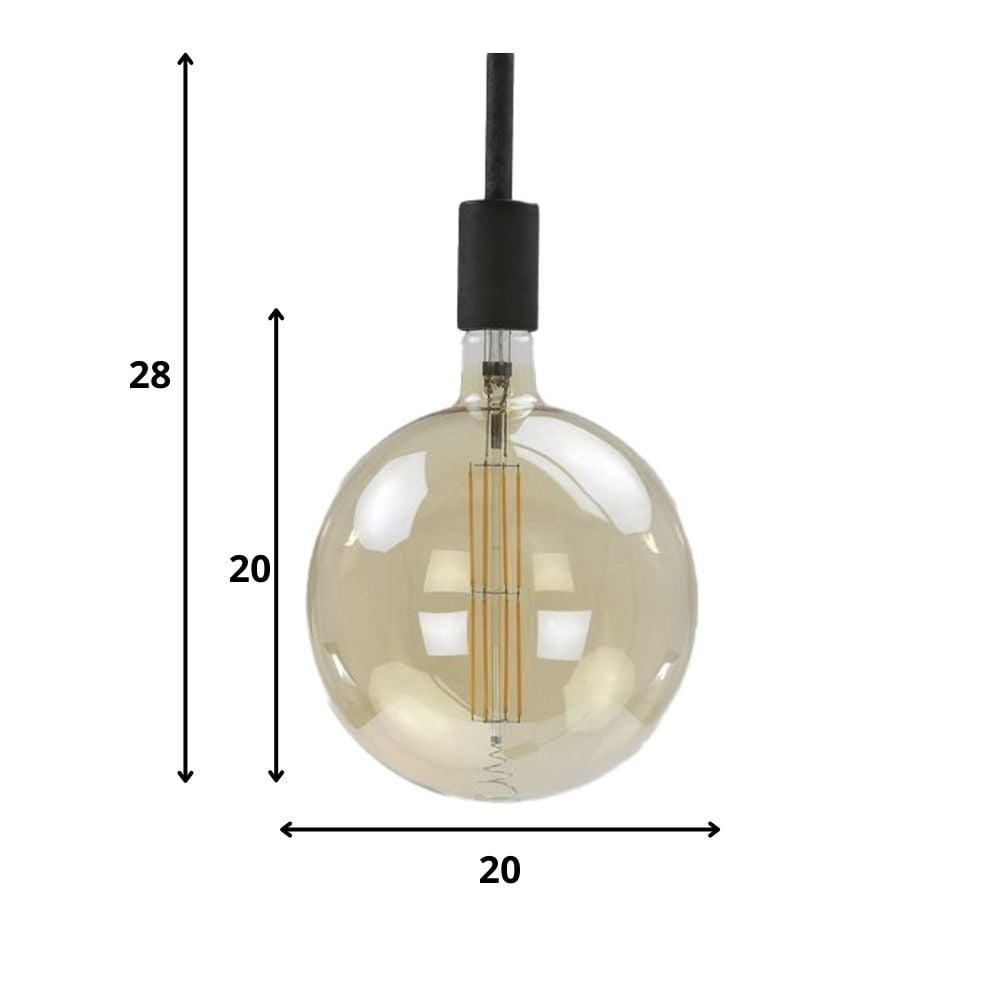 Light source LED filament Bulb Ø9.5 DH Interior Amber color glass LxWxH 15x10x10 Amber color glass White photo size indication