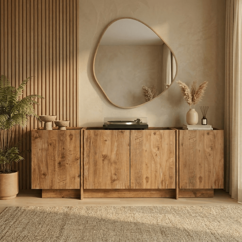 Lowen oak-effect melamine sideboard, anthracite, 180x45x80 cm