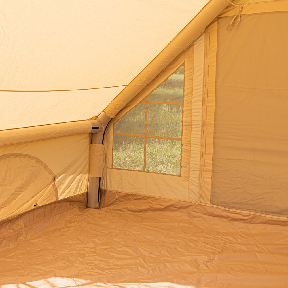 Tent Four person Inflatable Beige 300x200x210 cm Dimehouse Beige LxWxH 75x48x38 Cotton Atmosphere photo different