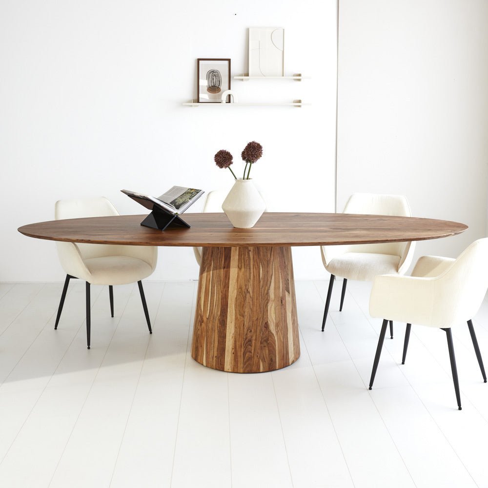 Dining table Amelia Dimehouse Oak LxWxH 248x108x11 Acacia wood Atmospheric photo diagonal front view