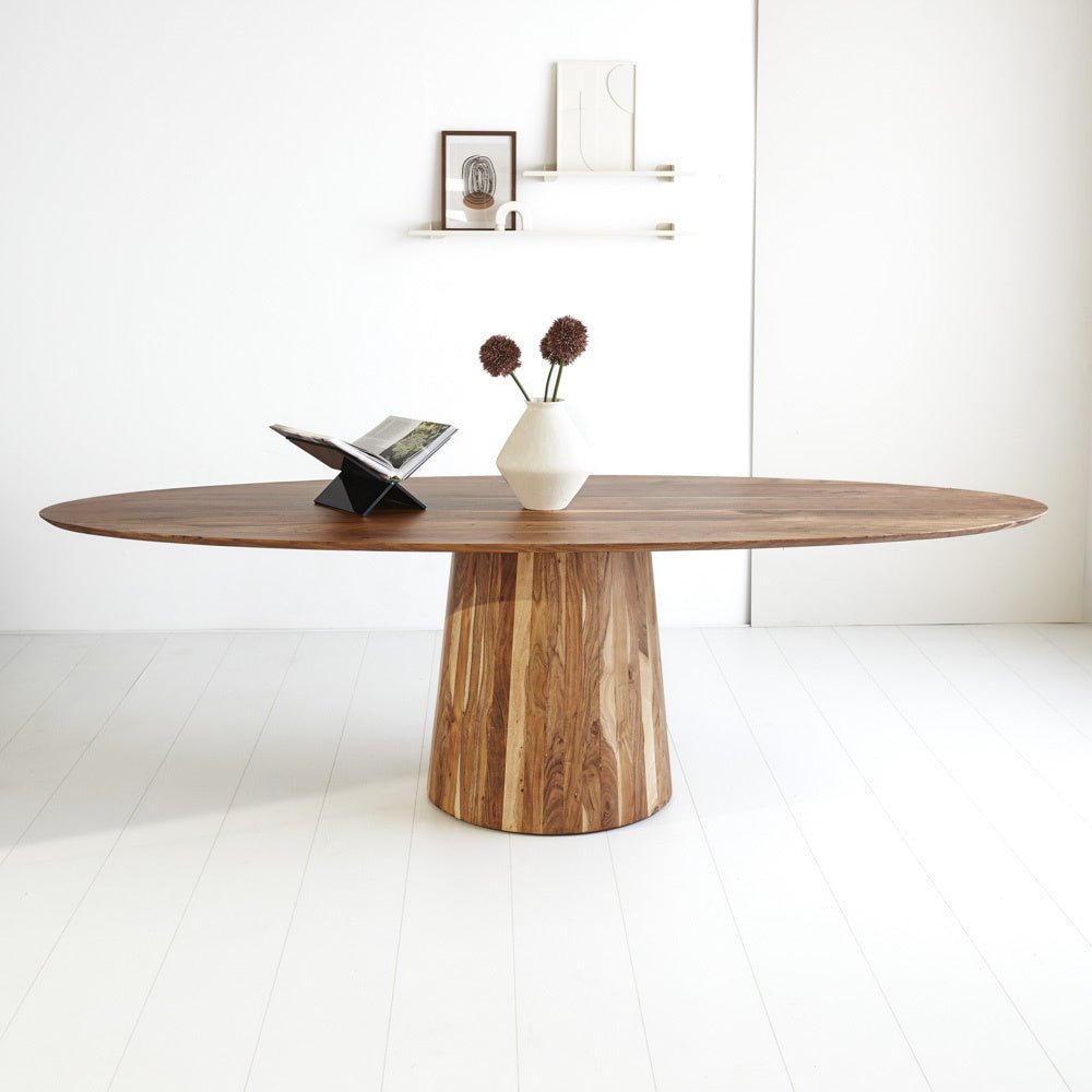 Dining table Amelia Dimehouse Oak LxWxH 248x108x11 Acacia wood Atmospheric photo diagonal front view