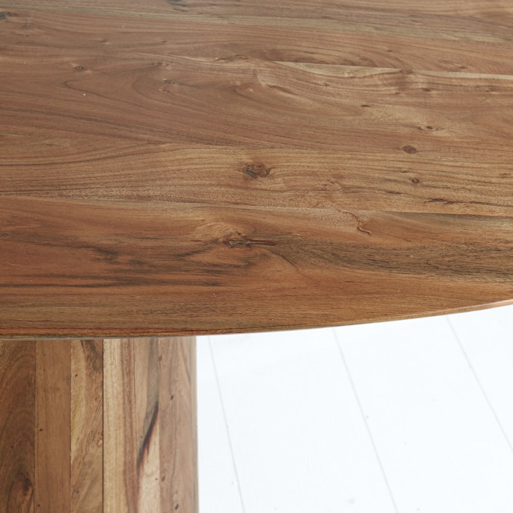 Dining table Amelia Dimehouse Oak LxWxH 268x108x11 Acacia wood Atmospheric photo diagonal front view