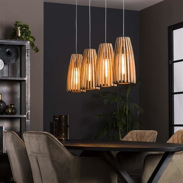 Hanging lamp Elias DH Interior Mango LxWxH 140x42x20 Mango wood Atmospheric photo diagonal front view