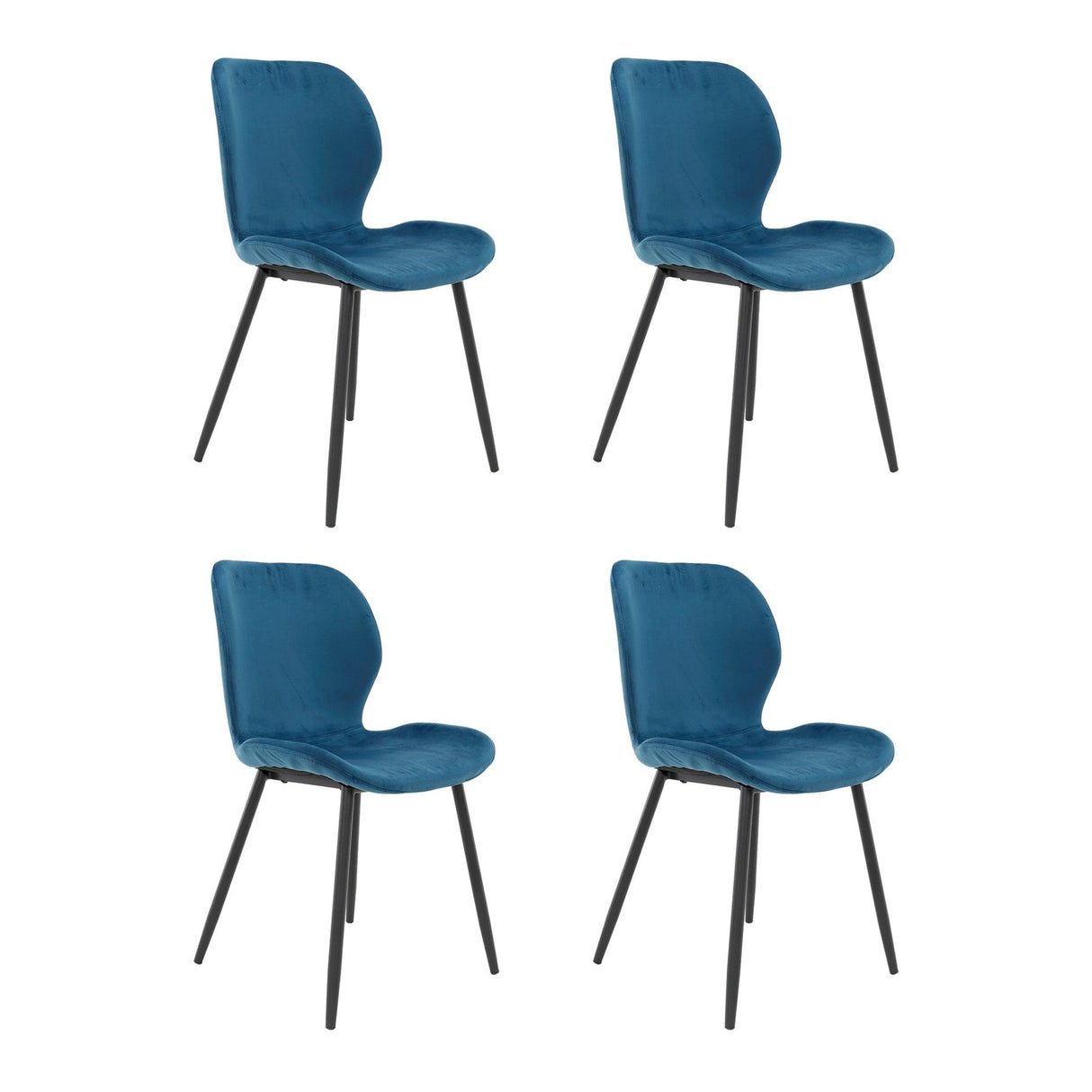 Set of 4 dining chairs Argo Velours blue