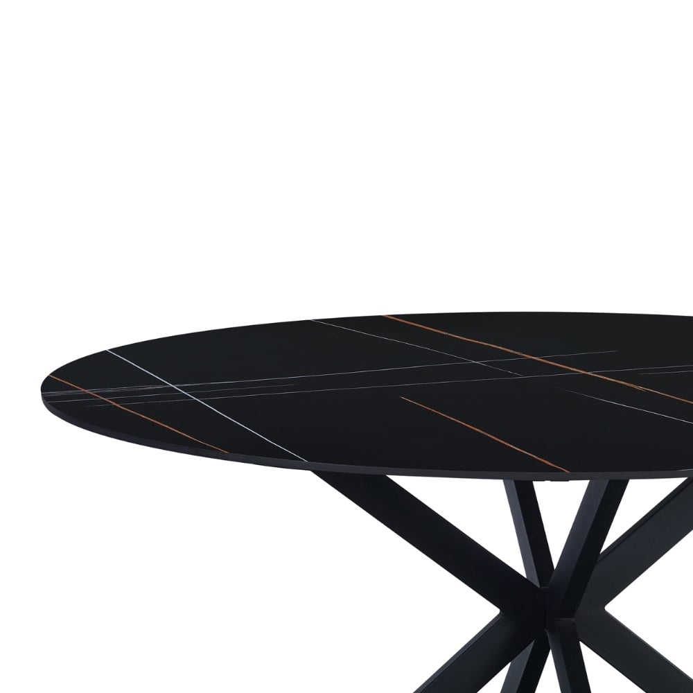 Dining table Yuna Black Dimehouse Black LxWxH 121x121x11 Sintered stone White photo detail