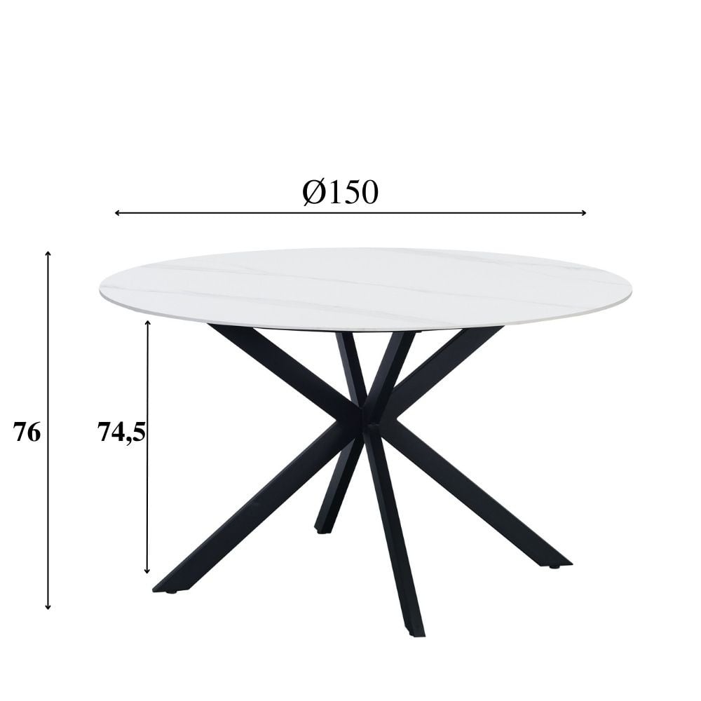 Dining table Yuna White Dimehouse White LxWxH 114x77x9 Sintered stone White photo size indication