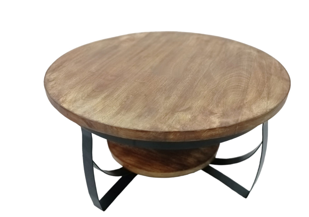 Coffee table Oxis Wood Dimehouse Brown LxWxH 92x92x43 Mango wood White photo diagonal front view