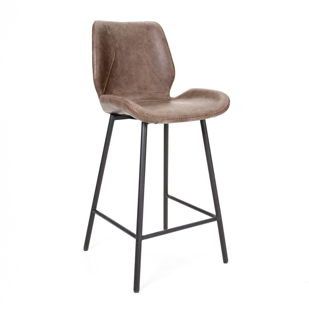 Bar stool Beau artificial leather Dimehouse Taupe LxWxH 84x54x52 Faux leather White photo diagonal front view