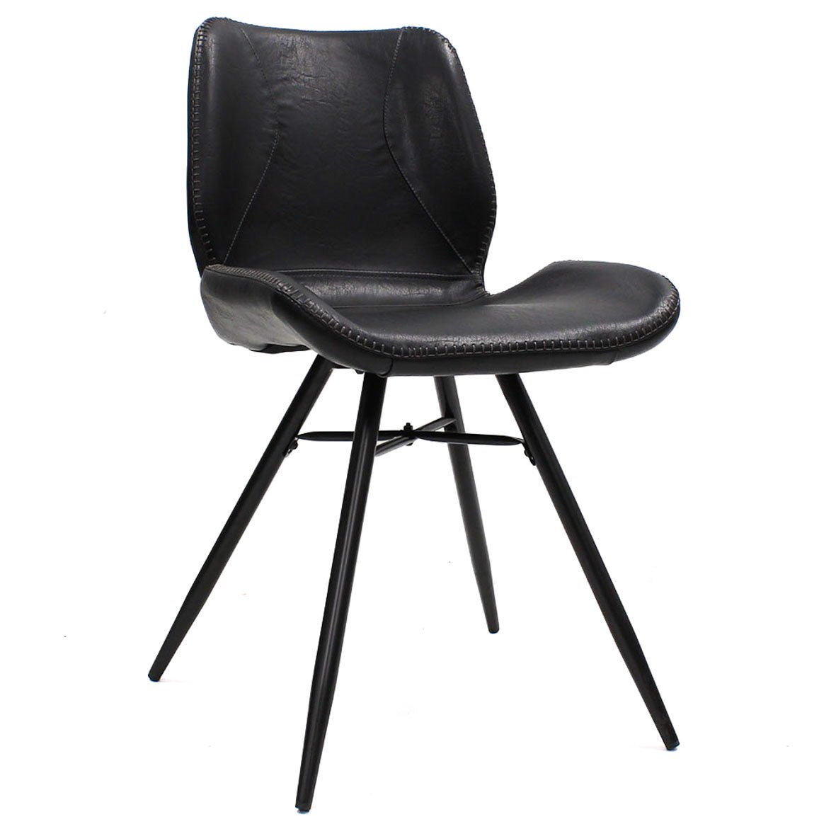 Dining room chair Beau artificial leather Dimehouse Black LxWxH 72x68x50 Faux leather White photo diagonal front view