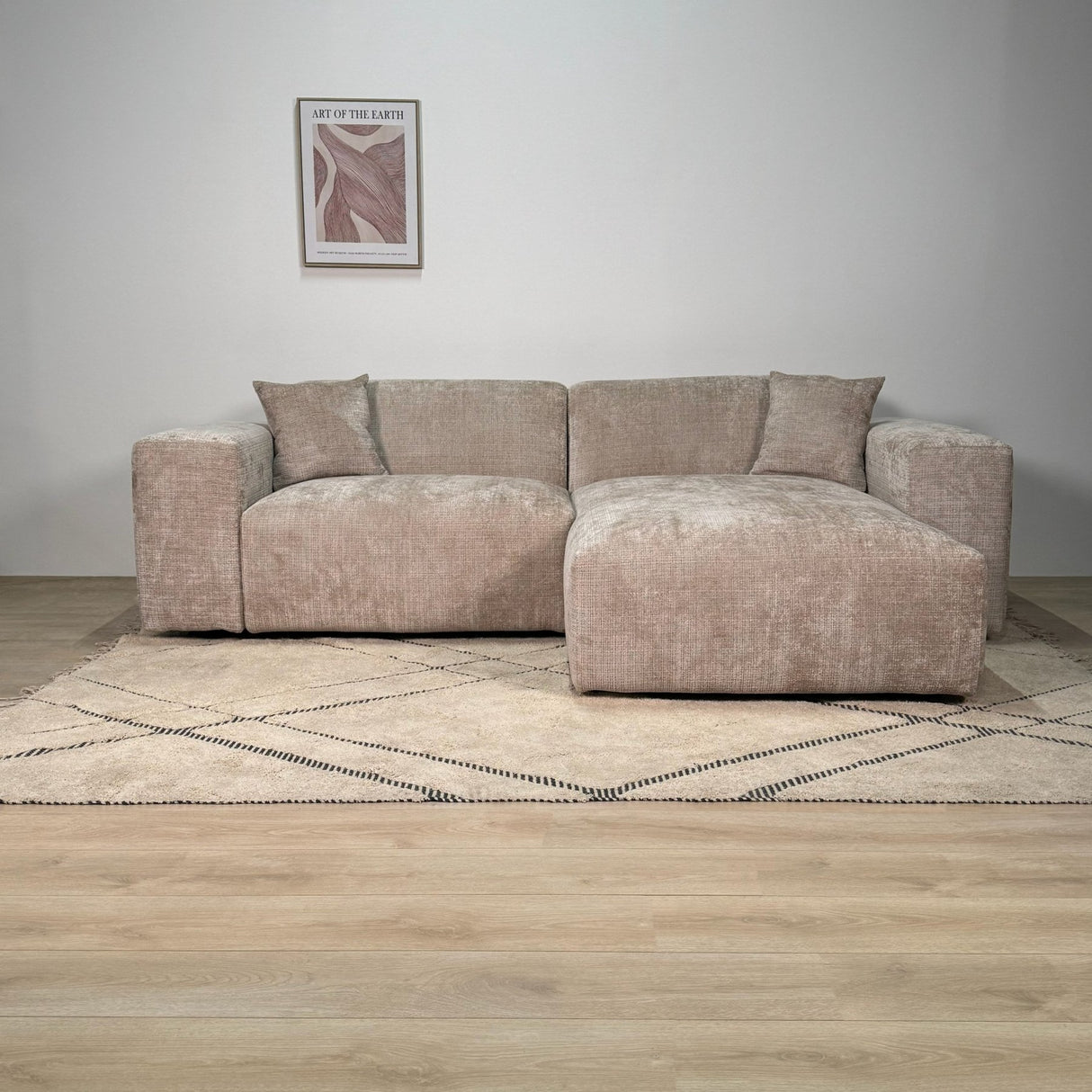 Banken - Hoekbank beige chenille Wayne 264 cm - hoek links en rechts monteerbaar - Dimehouse