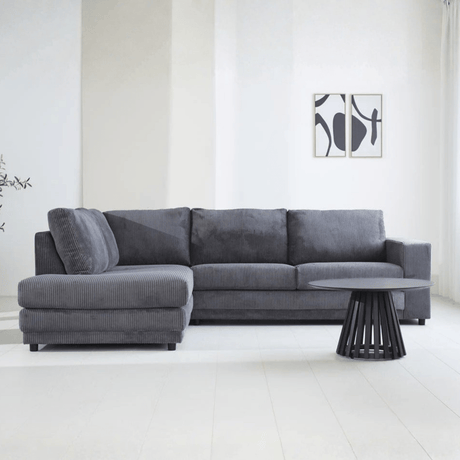 Corner sofa anthracite rib fabric sofa Gabi - left 