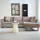 Corner sofa loose cushions champagne taupe velvet Quinn - right 