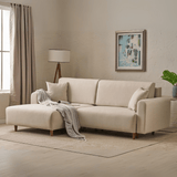 Corner sofa with sleeping function on the left mane cream