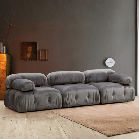 Modular sofa 3-seater Bubble Velvet Gray