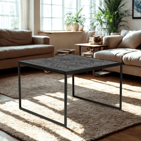 Bijzettafel Zwart Teakhout Vierkant Britt 60x60 cm