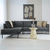 Corner sofa anthracite velvet high legs Gaya - left 