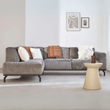 Corner sofa with tall legs in taupe velvet Chloe - left 