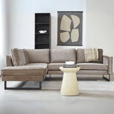 Corner sofa champagne taupe velvet loose cushions Quinn - left 