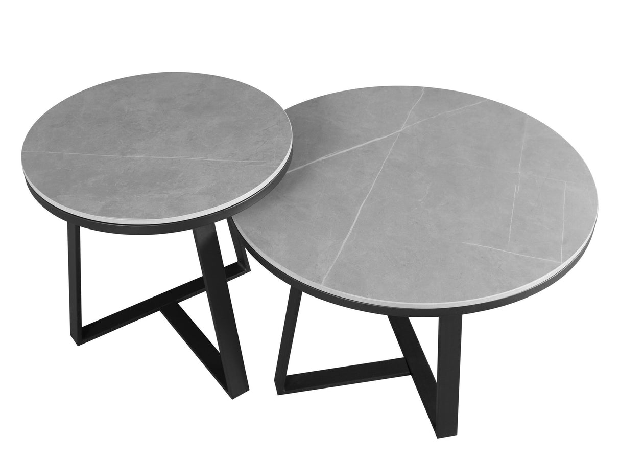 Coffee table Tanner Gray Dimehouse Gray LxWxH 80x80x18 Sintered stone White photo front view