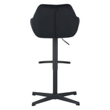 Venom Bar Stool Black Velvet - adjustable rotating bar seat with armrest