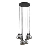 Pendant Lamp Kesi 6-light Stepped Smoke Glass