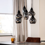 Pendant Lamp Kesi 6-light Stepped Smoke Glass