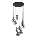 9-light Pendant Lamp Glass Smokey Stepped Kesi