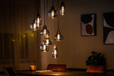 9-light Pendant Lamp Glass Smokey Stepped Kesi