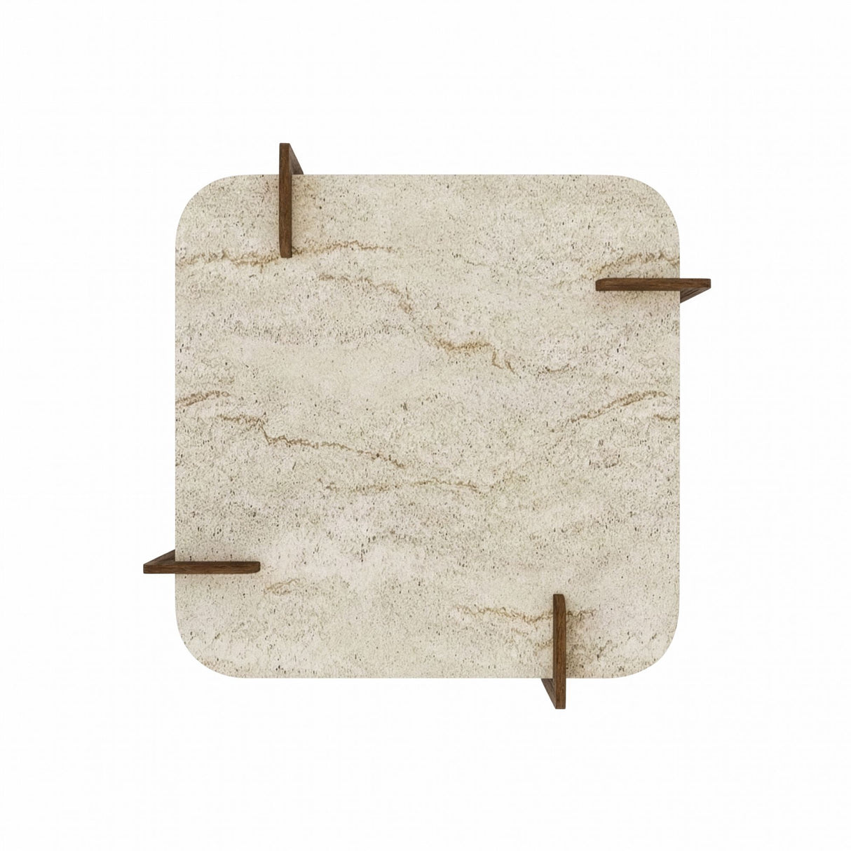 Afrolli coffee table travertine look walnut 90x90 Travertine look and walnut Melamine coated wood composite