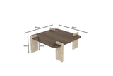 Afrolli coffee table walnut travertine 90 x 90 cm Walnut, travertine Melamine-coated wood