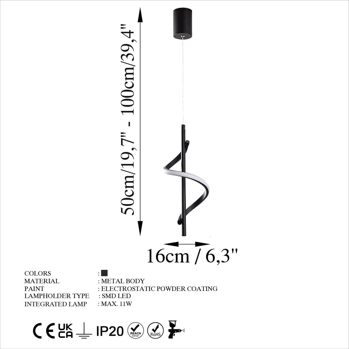 Black Metal Pendant Lamp Opulent 