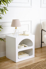 Bedside tables - Bedside table Lorin White Melamine 50x50x38 cm - Dimehouse