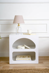 Bedside tables - Bedside table Lorin White Melamine 50x50x38 cm - Dimehouse