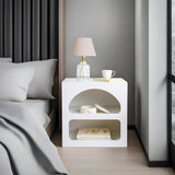 Bedside tables - Bedside table Lorin White Melamine 50x50x38 cm - Dimehouse