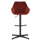 Venom Bar Stool Copper Velvet - adjustable rotating bar seat with armrest