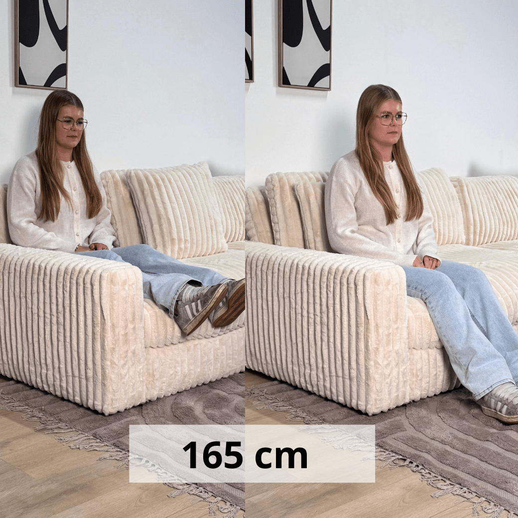 3-seater corner sofa XXL Beige Ribbed sofa Nia