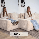 3-seater corner sofa XXL Beige Ribbed sofa Nia