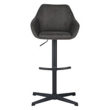 Venom Bar Stool Anthracite Eco-leather - Adjustable Swivel Bar Chair with Armrest 