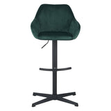 Venom Bar Stool Green Velvet - adjustable rotating bar seat with armrest