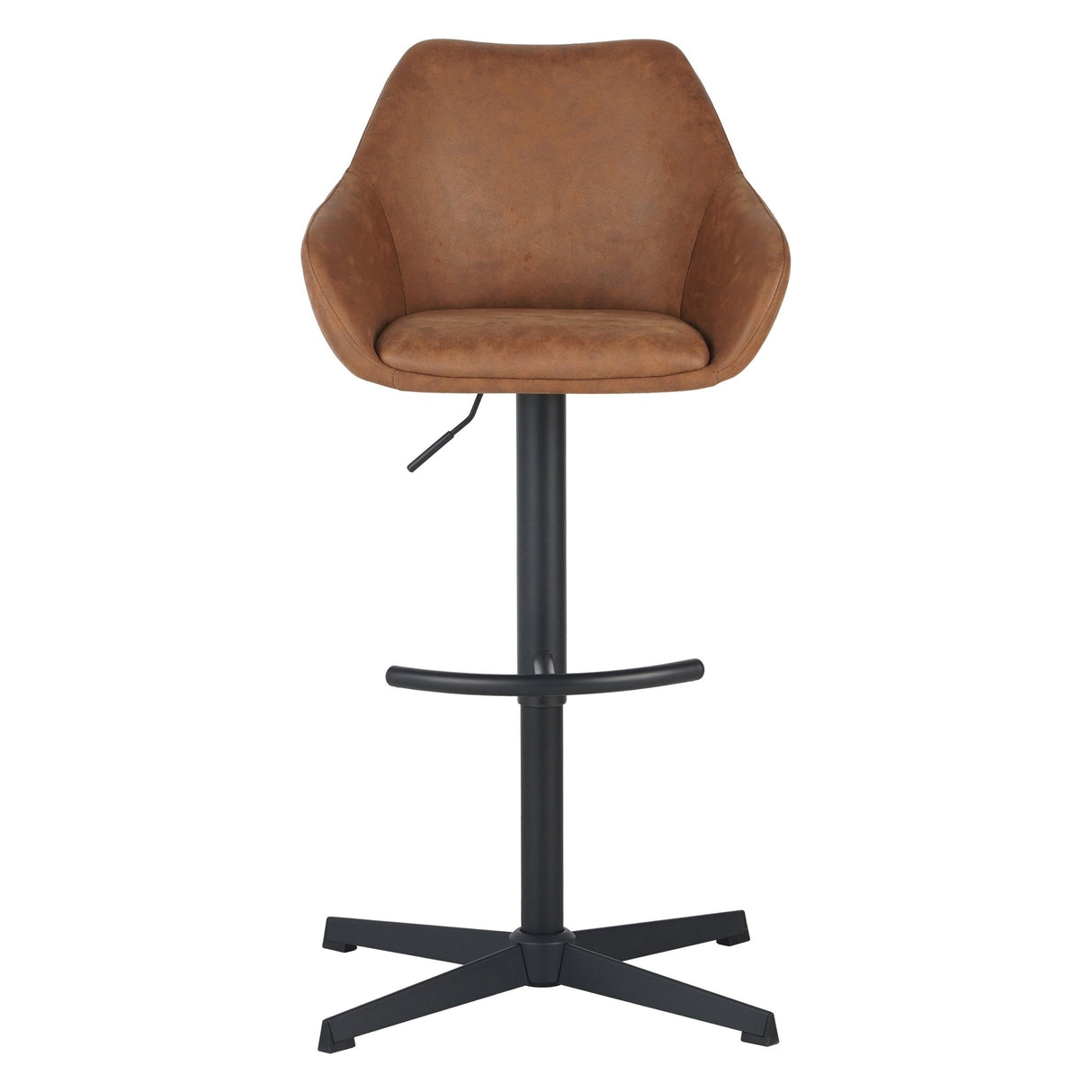 Venom Bar Stool Cognac Eco-leather - Adjustable Swivel Bar Chair with Armrest 