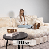 3-seater corner sofa XXL Beige Ribbed sofa Nia