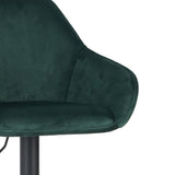 Venom Bar Stool Green Velvet - adjustable rotating bar seat with armrest
