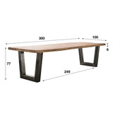 Industrial tree trunk Dining table Tristan Acacia Wood 300x100